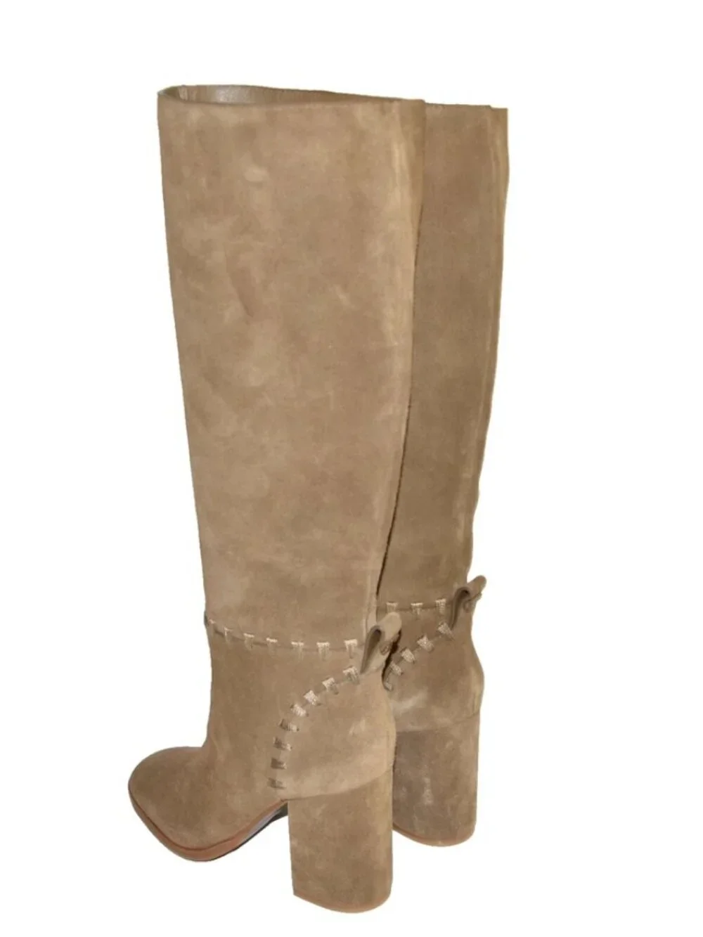 New Tory Burch Contraire Block Heel Suede Boot River Rock Brown Sz 5 DD19
